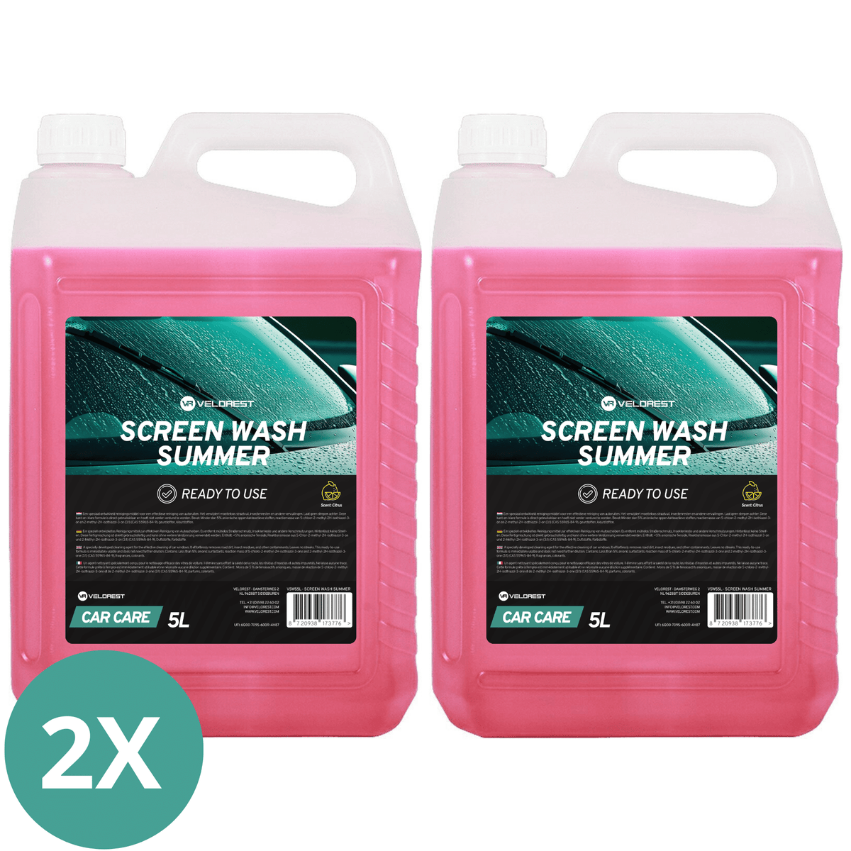 Velorest Screen Wash Summer 5L - Ruitenwisservloeistof Kant & Klaar
