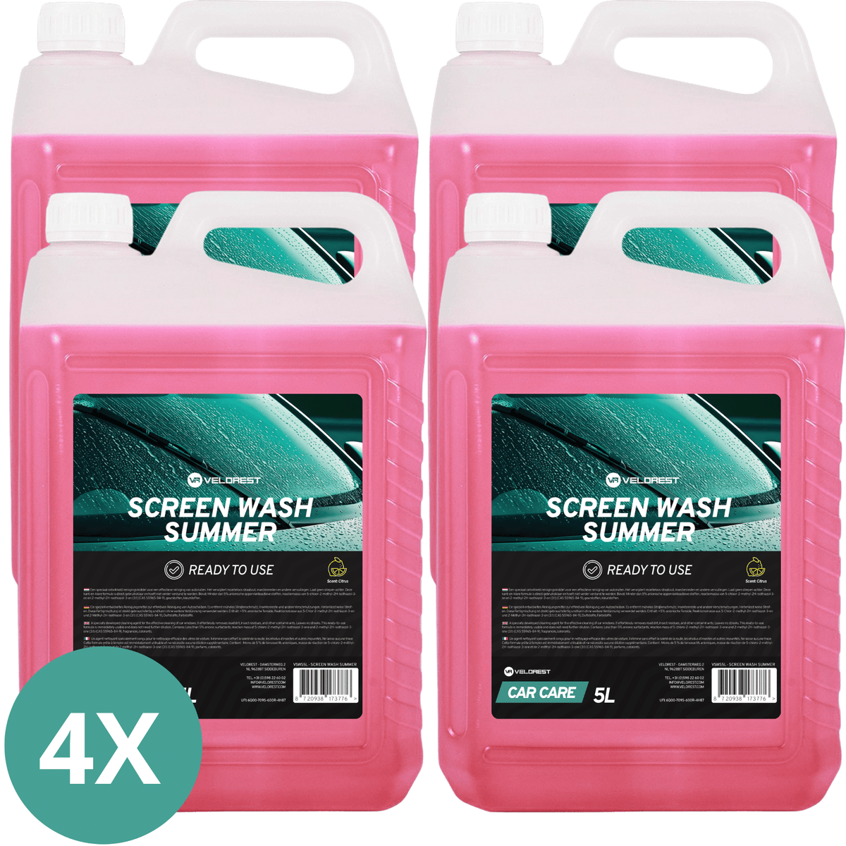Velorest Screen Wash Summer 5L - Ruitenwisservloeistof Kant & Klaar